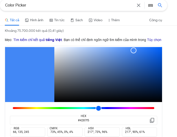 Bộ chọn màu online, công cụ ẩn google