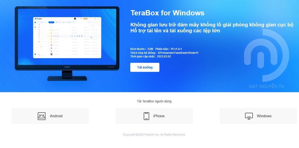 Terabox cho free 1 Tb dung lượng lưu trữ vĩnh viễn - các nền tarmg hỗ trợ