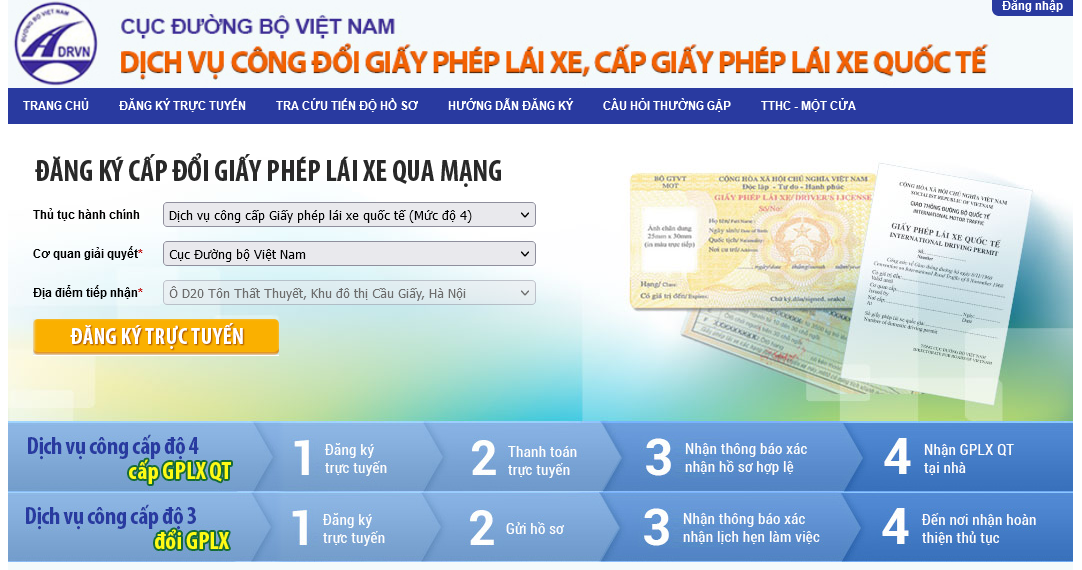 Cách đổi giấy phép lái xe quốc tế online tại nhà Cách đổi giấy phép lái xe quốc tế online