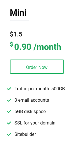 Gói hosting siêu rẻ của stablehost, chỉ với 0.9$ hàng tháng, dành cho các website nhỏ